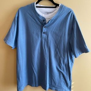 Short Sleeved Layered Look Henley T Shirt Mens size XL
